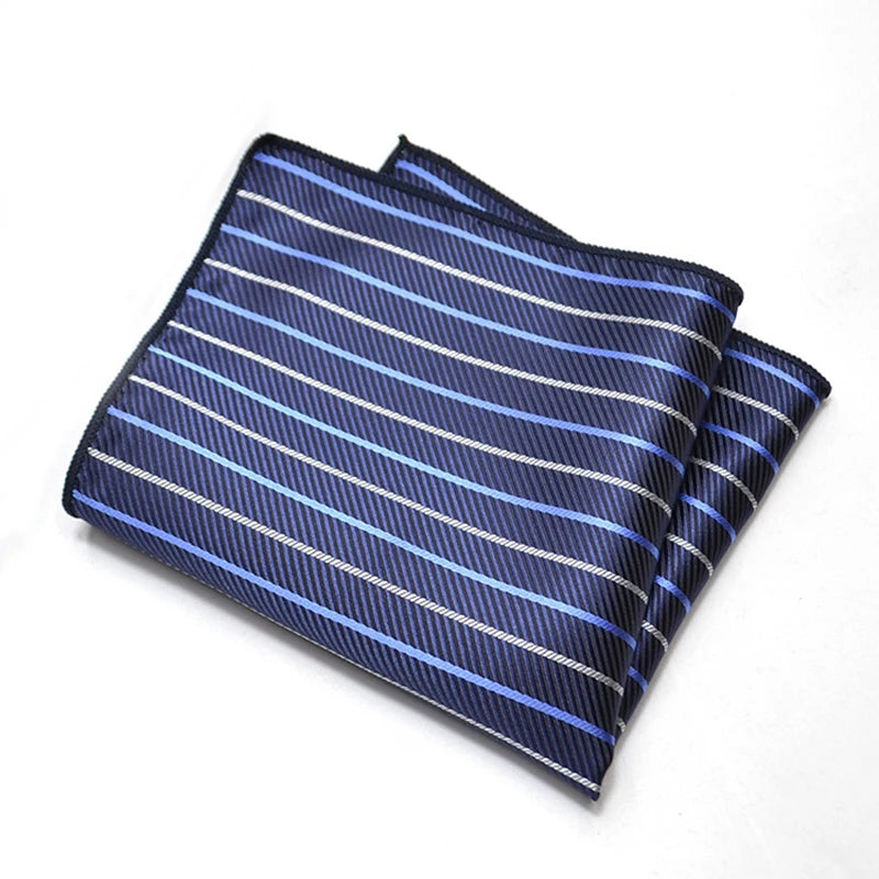 25cm Men’s Classic Paisley Striped Pocket Square – Elegant Handkerchief for Suit & Wedding