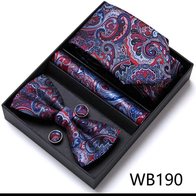 VanGise Prestige Tuxedo Gift Set – Silk Tie, Bow Tie, Cufflinks & Handkerchief