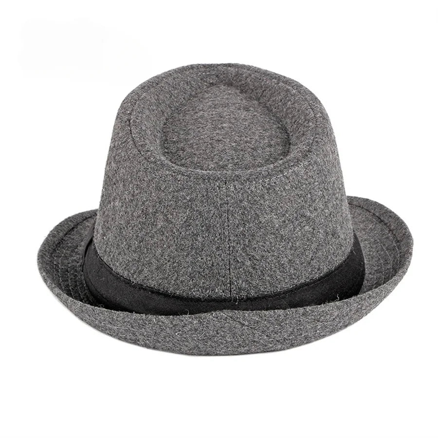Unisex British Felt Jazz Fedora Hat – Elegant Wool Bucket Hat for Autumn & Winter
