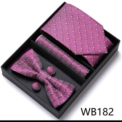 VanGise Prestige Tuxedo Gift Set – Silk Tie, Bow Tie, Cufflinks & Handkerchief
