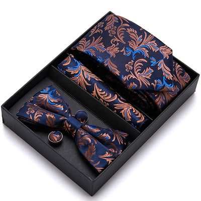 VanGise Prestige Tuxedo Gift Set – Silk Tie, Bow Tie, Cufflinks & Handkerchief