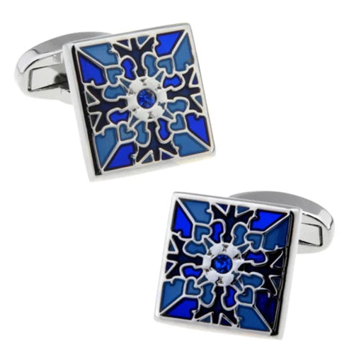 Crystal Heart Brass Cufflinks