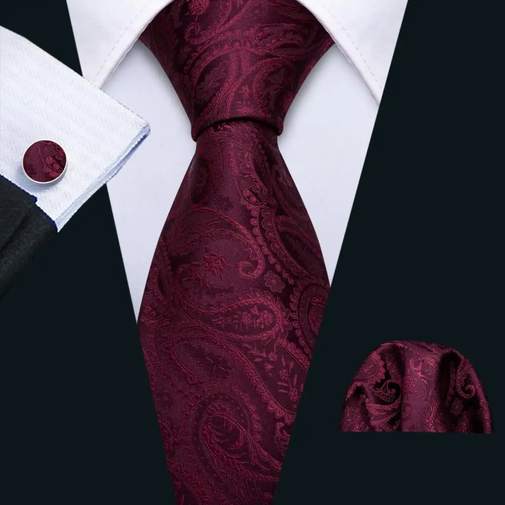 The Burgundy Rose Silk Tie Set