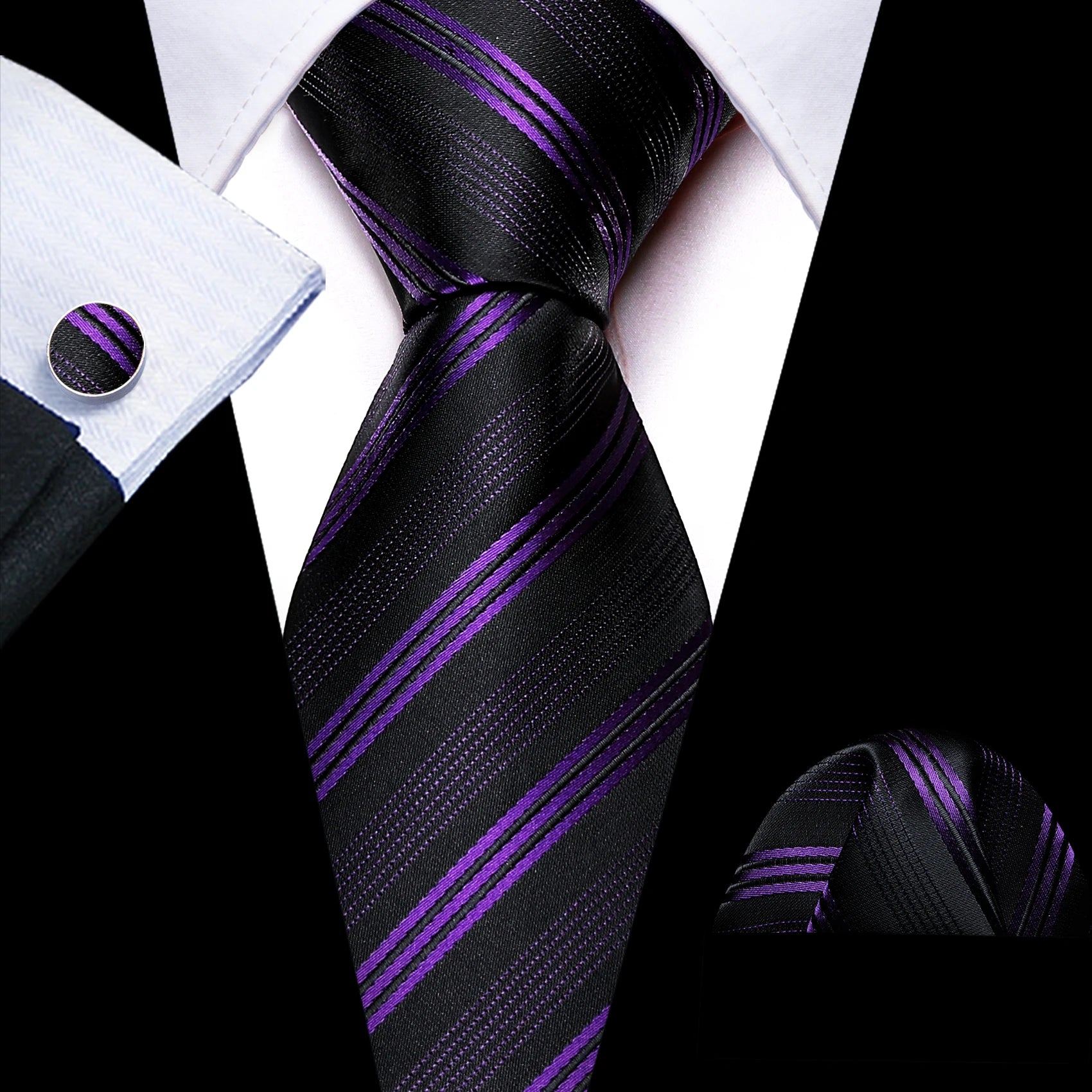 The Purple Floral Silk Tie Set