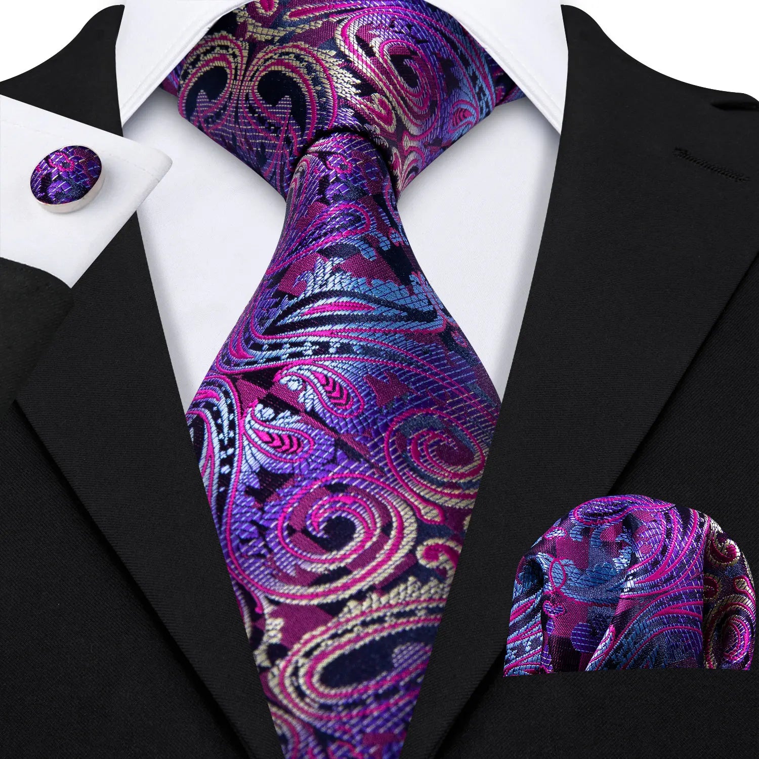 The Purple Floral Silk Tie Set