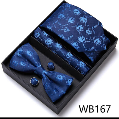 VanGise Prestige Tuxedo Gift Set – Silk Tie, Bow Tie, Cufflinks & Handkerchief