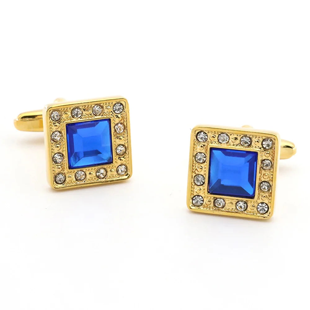 Crystal Heart Brass Cufflinks