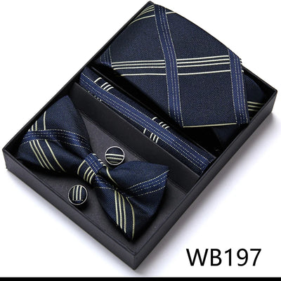 VanGise Prestige Tuxedo Gift Set – Silk Tie, Bow Tie, Cufflinks & Handkerchief