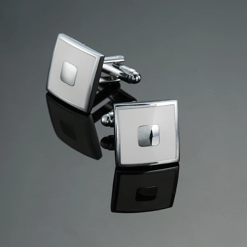 Retro Blue & Black Square Pattern Cufflinks