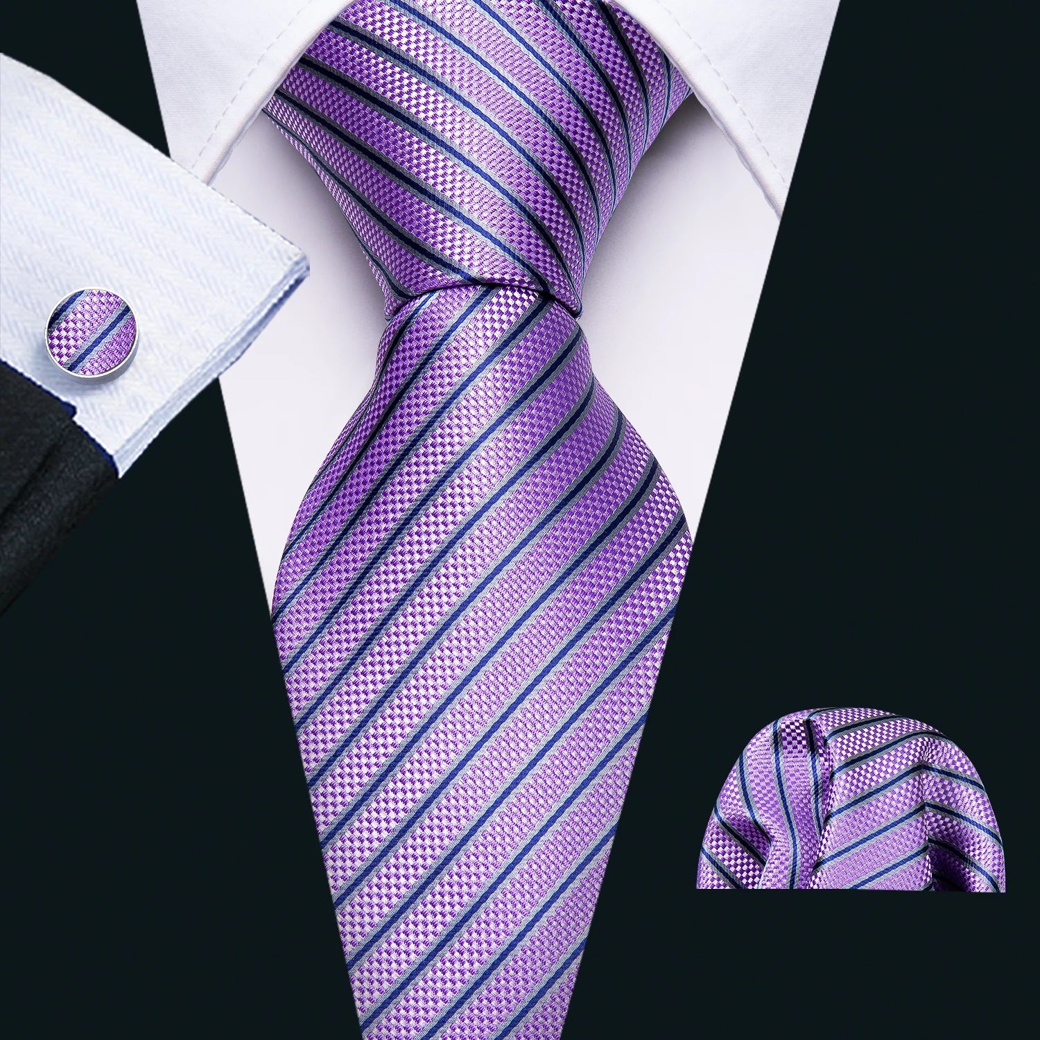 The Purple Floral Silk Tie Set