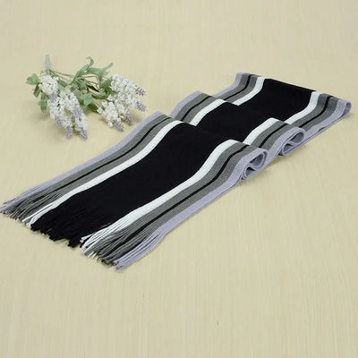Casual Cashmere Men Striped Scarf – Winter Warm Tassel Shawl