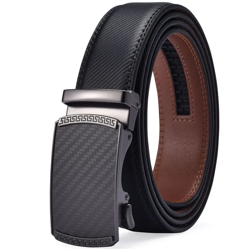 FlexAlign Men’s Leather Ratchet Belt – Premium Automatic Buckle Dress Belt