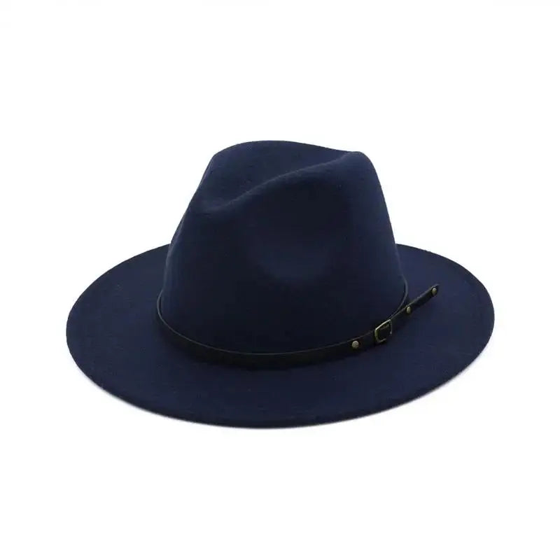 Men’s Fashion Simple Solid Color Vintage Wide Brim Fedora Hat