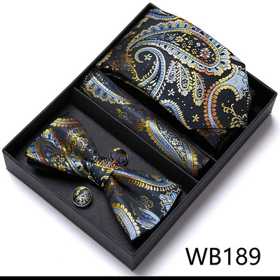 VanGise Prestige Tuxedo Gift Set – Silk Tie, Bow Tie, Cufflinks & Handkerchief