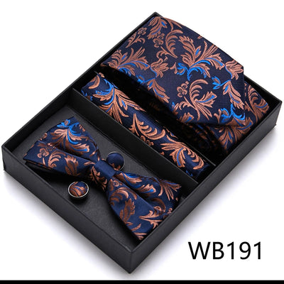VanGise Prestige Tuxedo Gift Set – Silk Tie, Bow Tie, Cufflinks & Handkerchief