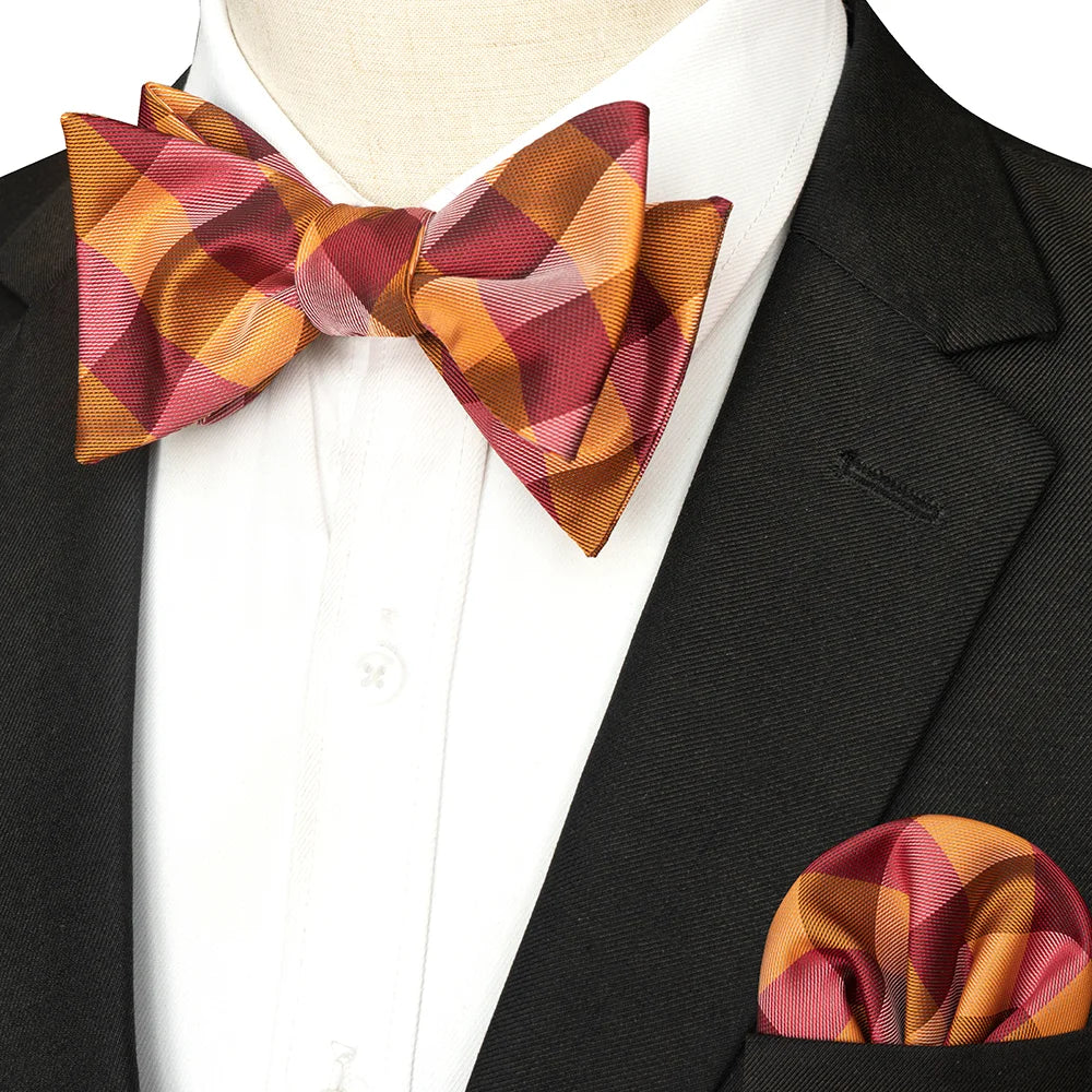 Striped Silk Bow Tie & Pocket Square Set – Refined Elegance for Every Occasion