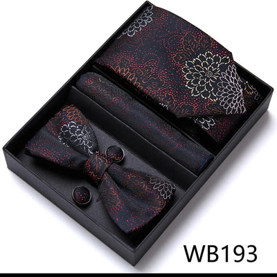 VanGise Prestige Tuxedo Gift Set – Silk Tie, Bow Tie, Cufflinks & Handkerchief