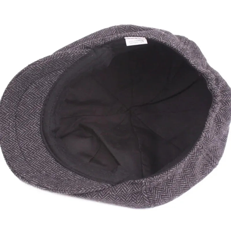 Classic Vintage Tweed Beret Hat – Unisex Retro Flat Peaked Cap
