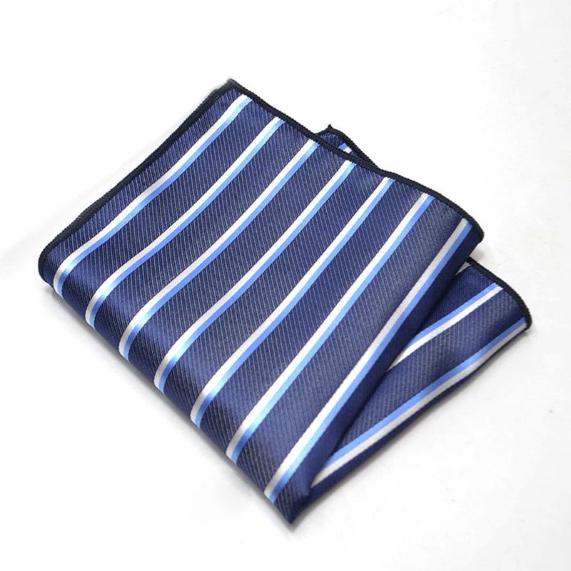25cm Men’s Classic Paisley Striped Pocket Square – Elegant Handkerchief for Suit & Wedding