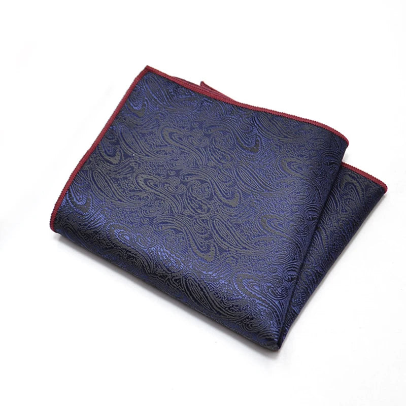 25cm Men’s Classic Paisley Striped Pocket Square – Elegant Handkerchief for Suit & Wedding