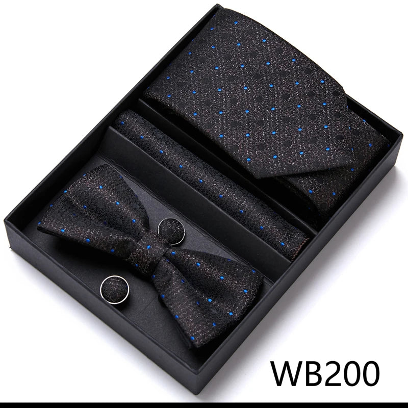 VanGise Prestige Tuxedo Gift Set – Silk Tie, Bow Tie, Cufflinks & Handkerchief