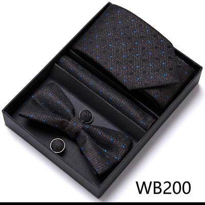 VanGise Prestige Tuxedo Gift Set – Silk Tie, Bow Tie, Cufflinks & Handkerchief