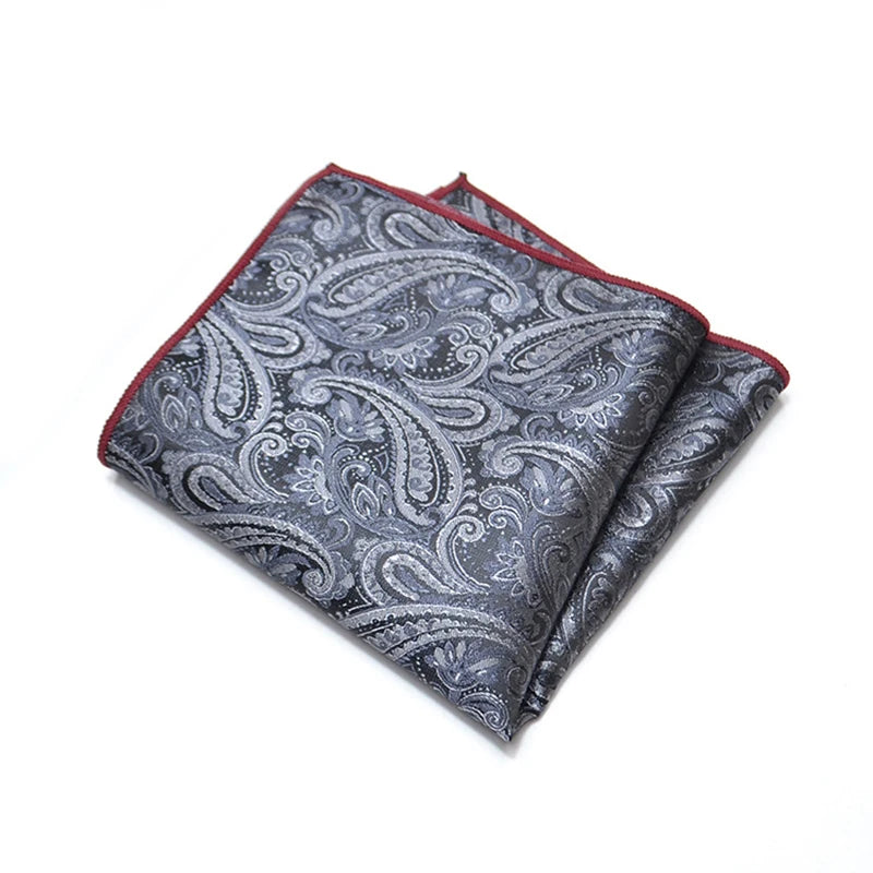 25cm Men’s Classic Paisley Striped Pocket Square – Elegant Handkerchief for Suit & Wedding