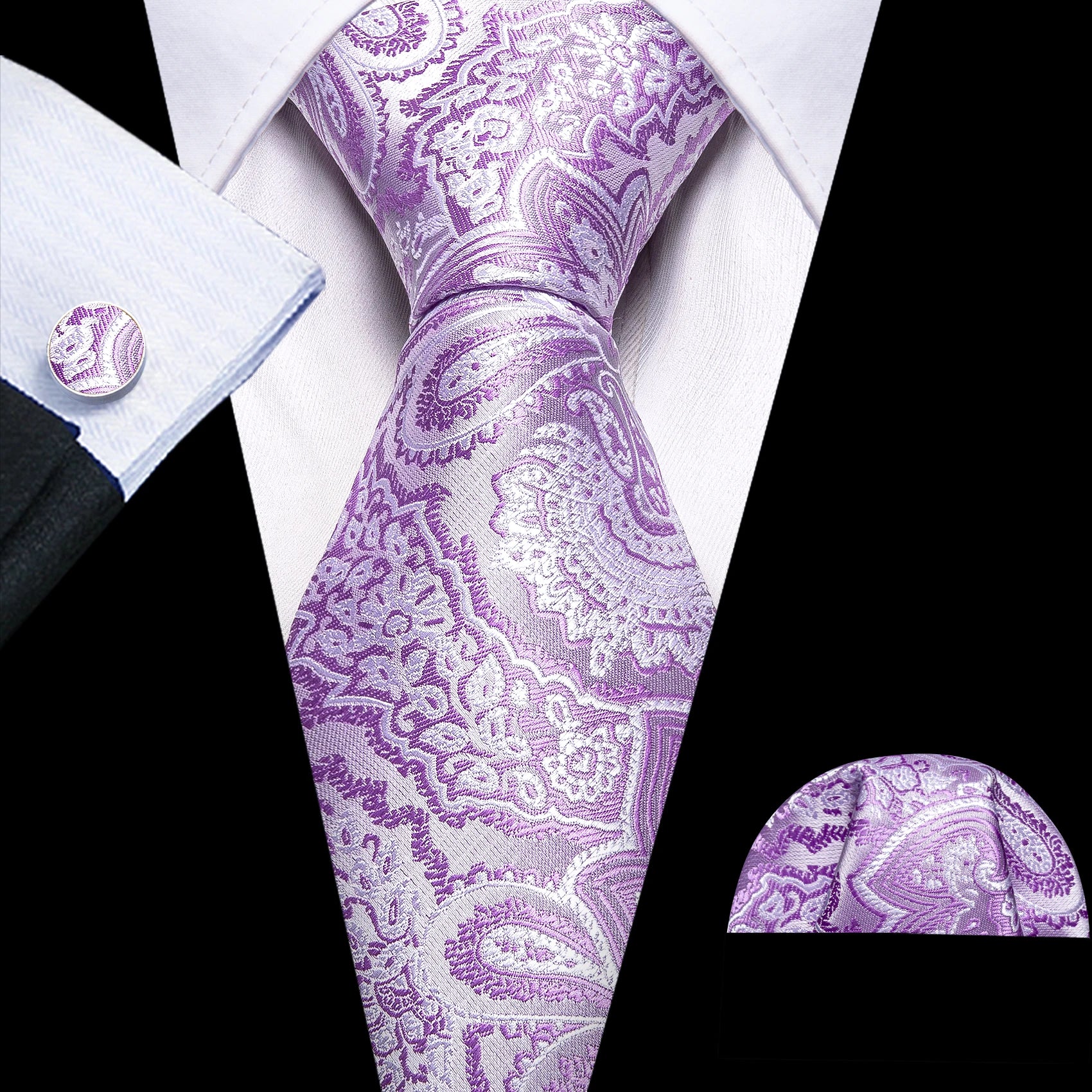 The Purple Floral Silk Tie Set