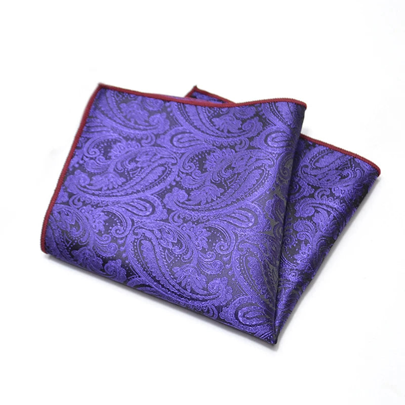 25cm Men’s Classic Paisley Striped Pocket Square – Elegant Handkerchief for Suit & Wedding