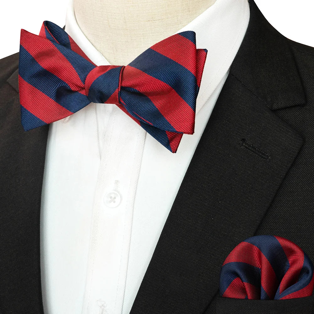 Striped Silk Bow Tie & Pocket Square Set – Refined Elegance for Every Occasion