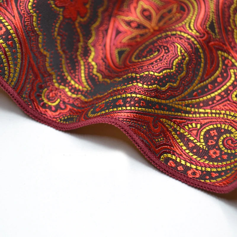 25cm Men’s Classic Paisley Striped Pocket Square – Elegant Handkerchief for Suit & Wedding
