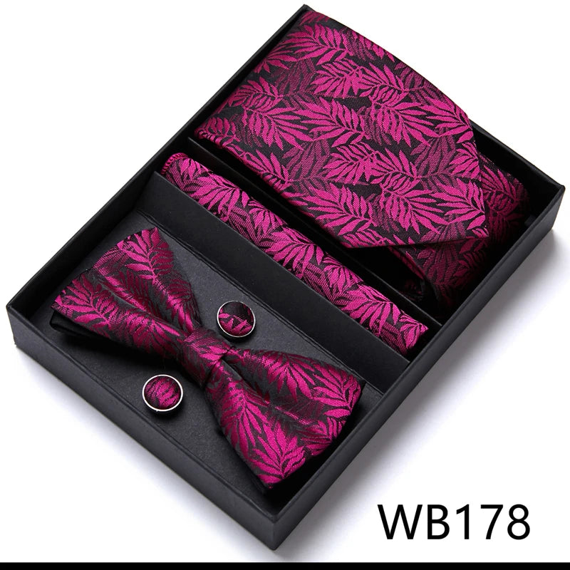 VanGise Prestige Tuxedo Gift Set – Silk Tie, Bow Tie, Cufflinks & Handkerchief