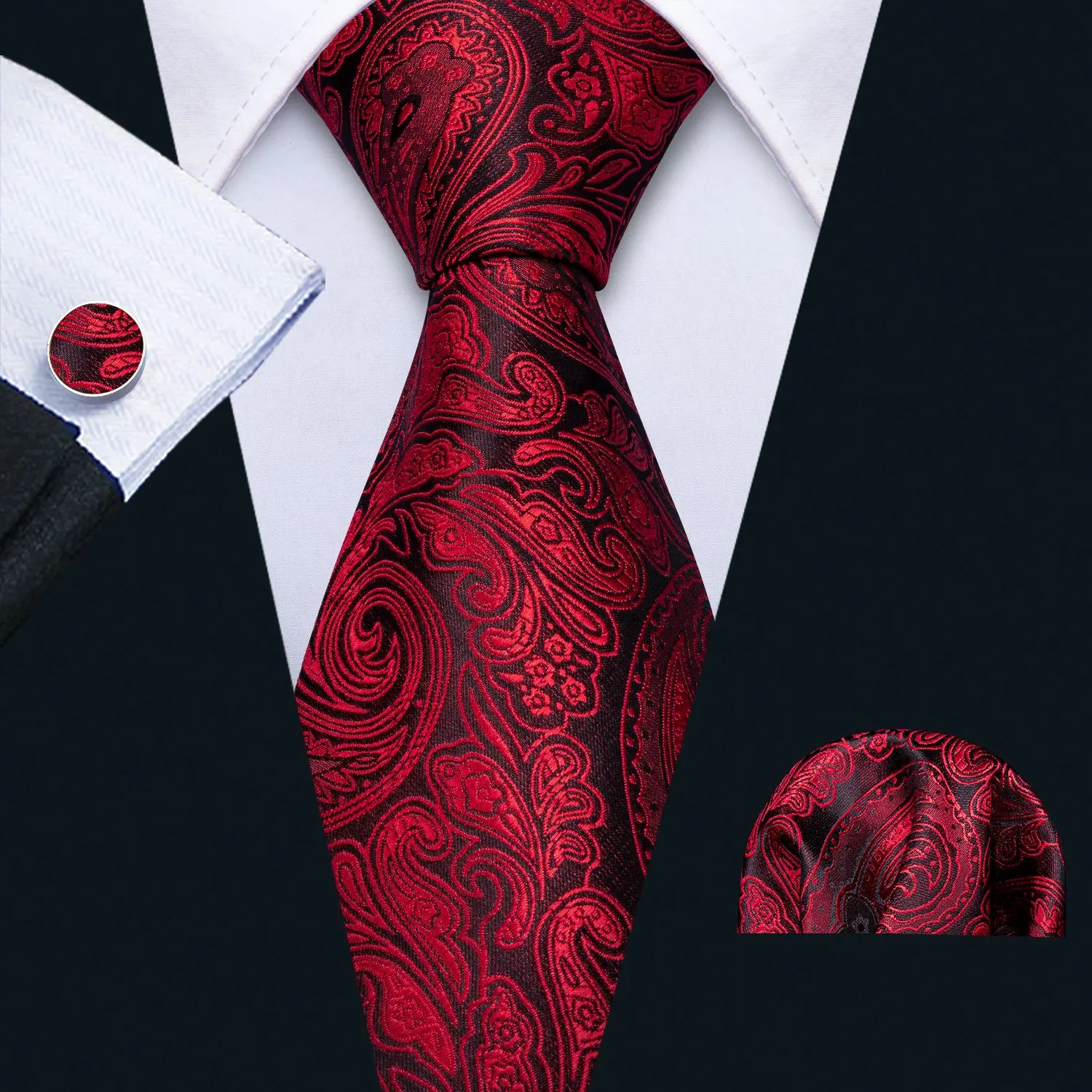 The Burgundy Rose Silk Tie Set