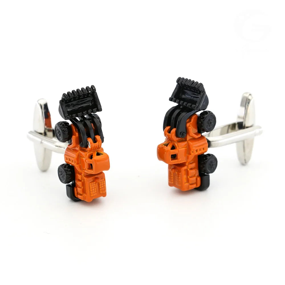 Classic Engine Motif Brass Cufflinks