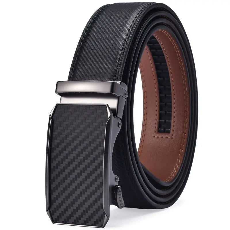 FlexAlign Men’s Leather Ratchet Belt – Premium Automatic Buckle Dress Belt