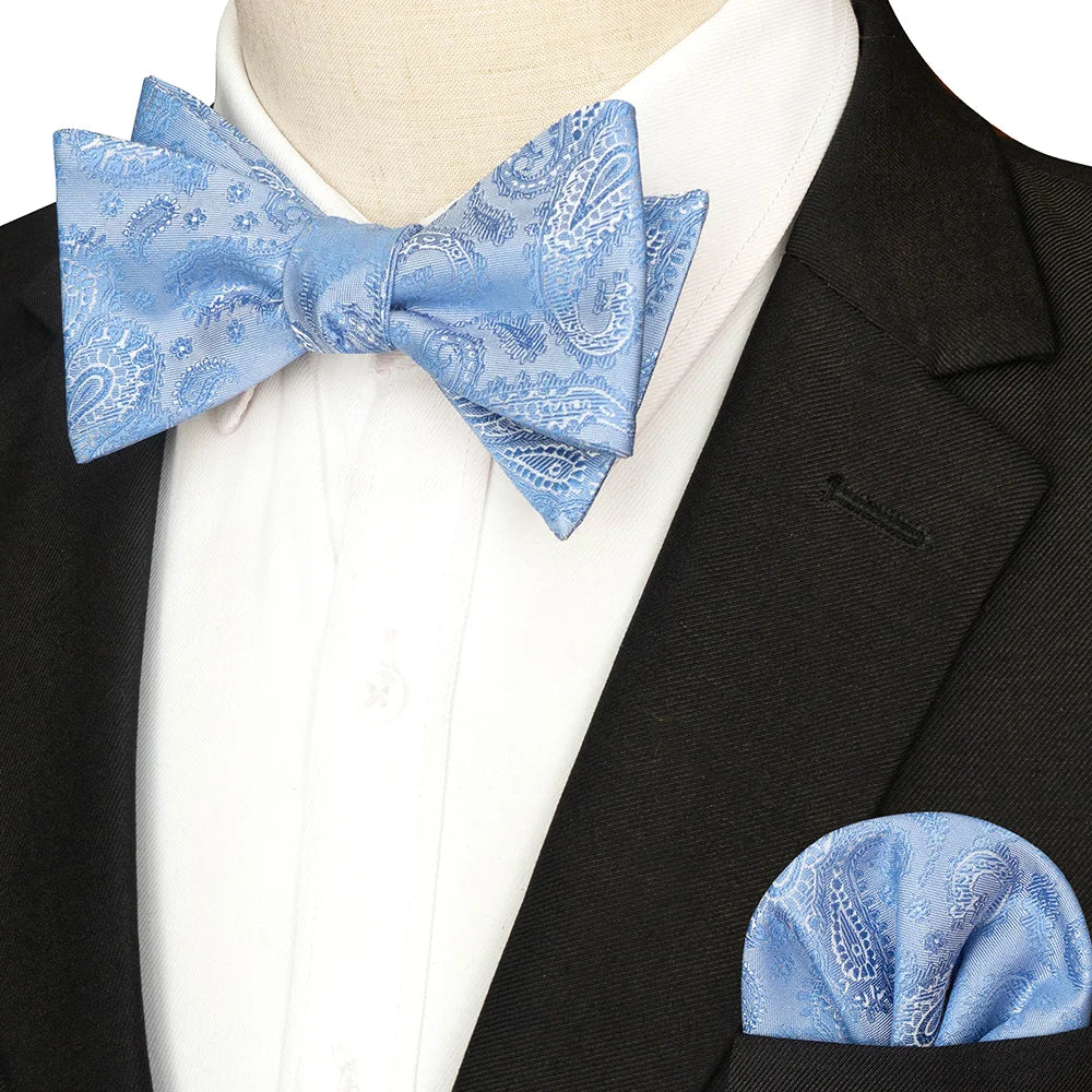 Striped Silk Bow Tie & Pocket Square Set – Refined Elegance for Every Occasion