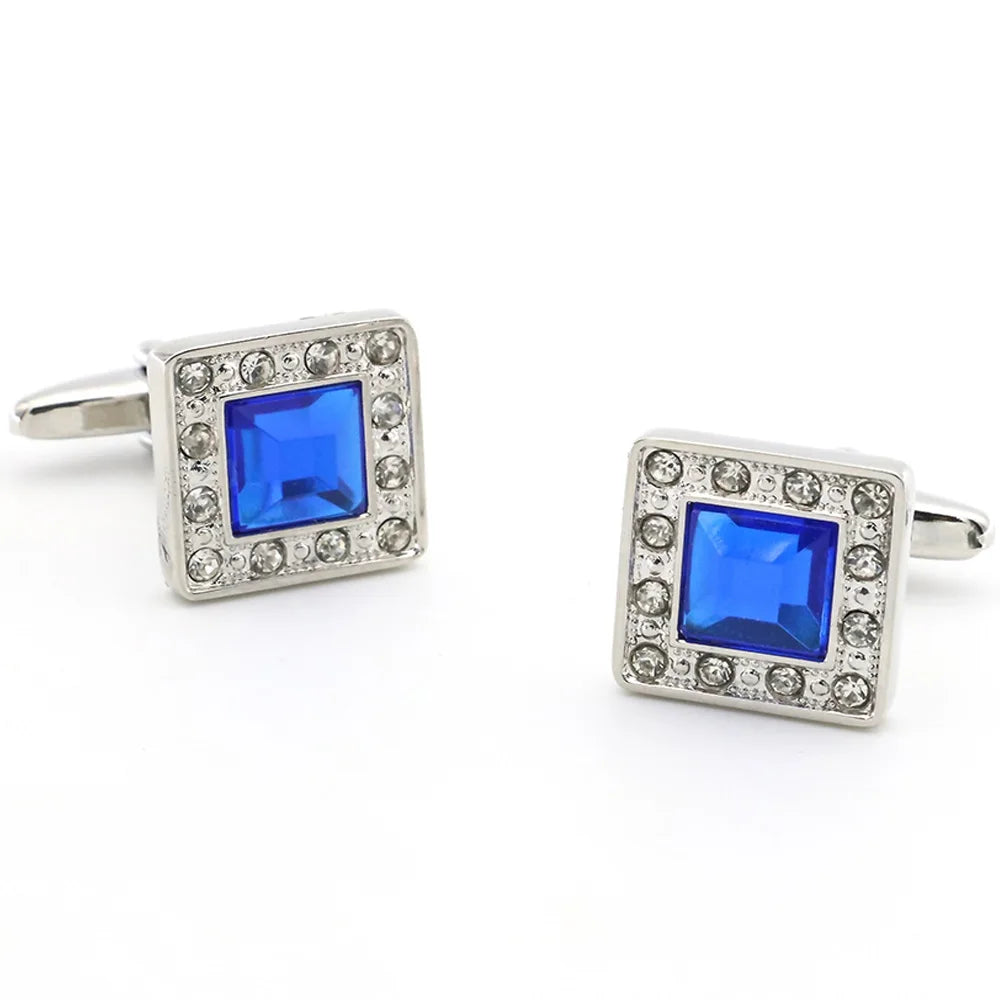 Crystal Heart Brass Cufflinks
