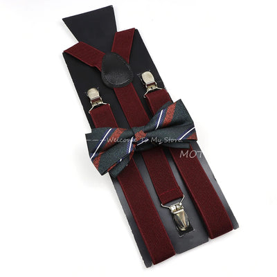 The Langford Striped Suspenders & Bowtie Set