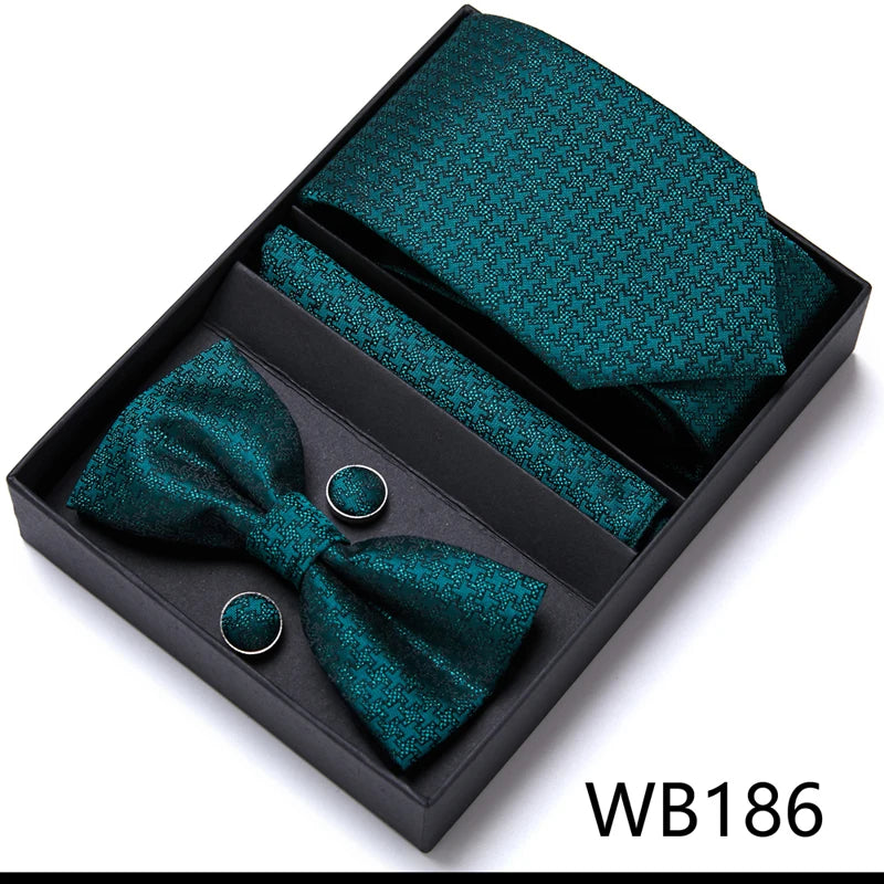 VanGise Prestige Tuxedo Gift Set – Silk Tie, Bow Tie, Cufflinks & Handkerchief