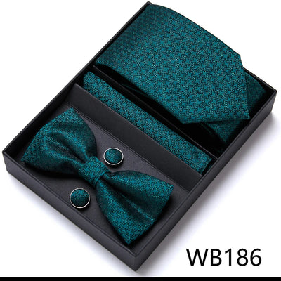 VanGise Prestige Tuxedo Gift Set – Silk Tie, Bow Tie, Cufflinks & Handkerchief