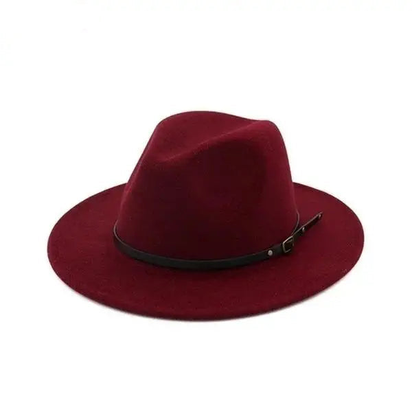 Men’s Fashion Simple Solid Color Vintage Wide Brim Fedora Hat