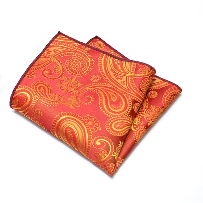 25cm Men’s Classic Paisley Striped Pocket Square – Elegant Handkerchief for Suit & Wedding