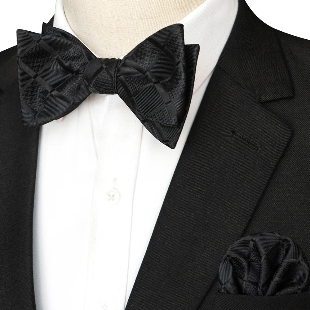 Striped Silk Bow Tie & Pocket Square Set – Refined Elegance for Every Occasion