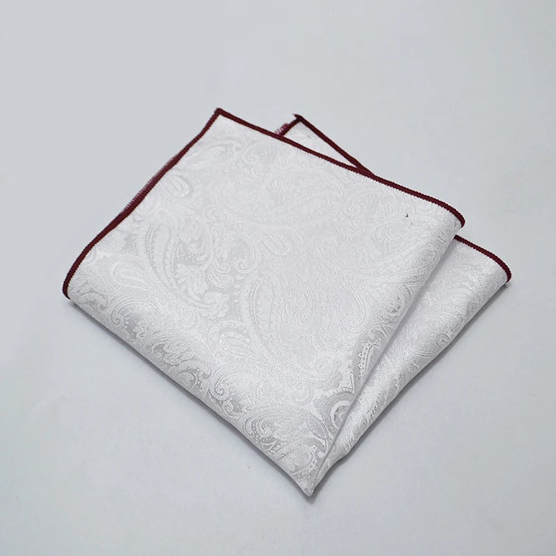 25cm Men’s Classic Paisley Striped Pocket Square – Elegant Handkerchief for Suit & Wedding