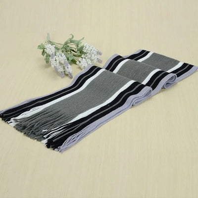Casual Cashmere Men Striped Scarf – Winter Warm Tassel Shawl