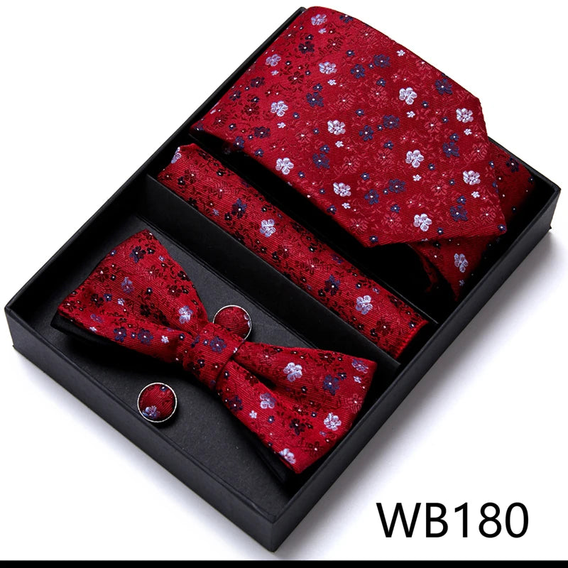 VanGise Prestige Tuxedo Gift Set – Silk Tie, Bow Tie, Cufflinks & Handkerchief