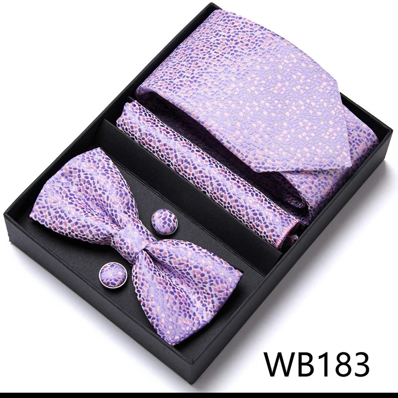 VanGise Prestige Tuxedo Gift Set – Silk Tie, Bow Tie, Cufflinks & Handkerchief