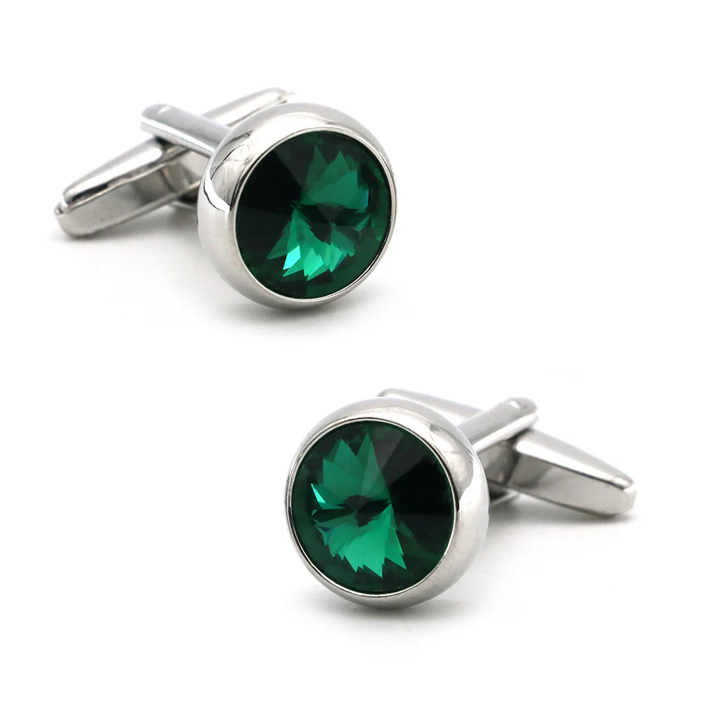 Crystal Heart Brass Cufflinks