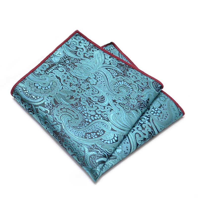 25cm Men’s Classic Paisley Striped Pocket Square – Elegant Handkerchief for Suit & Wedding