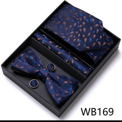 VanGise Prestige Tuxedo Gift Set – Silk Tie, Bow Tie, Cufflinks & Handkerchief